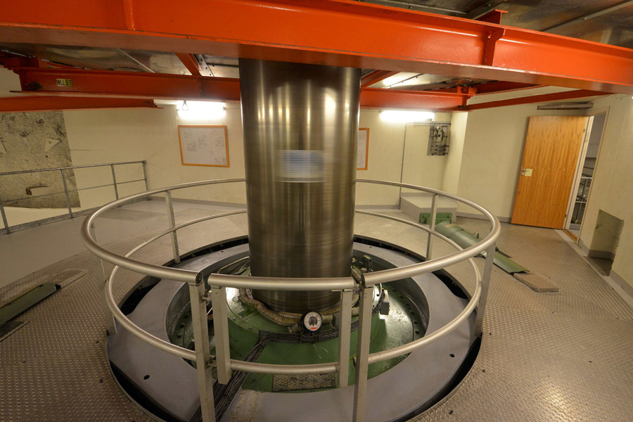 This turbine shaft gives an idea of the giant dimensions involved.