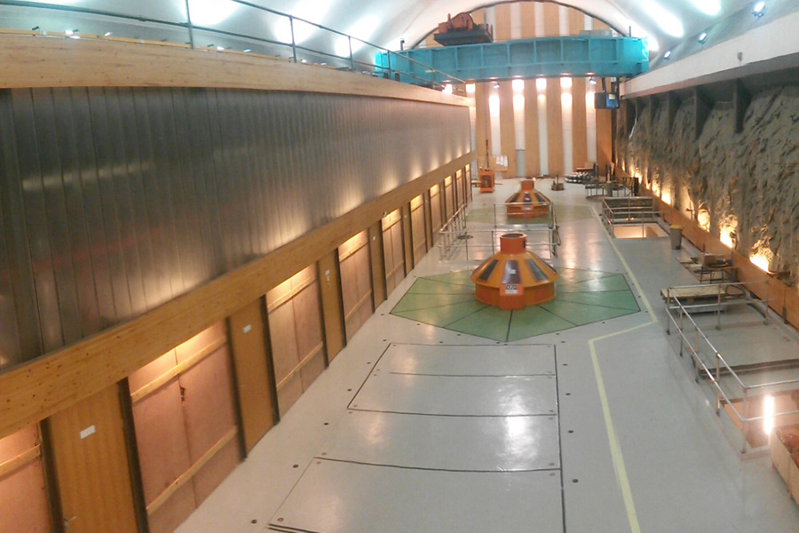 The machine hall with two turbines.